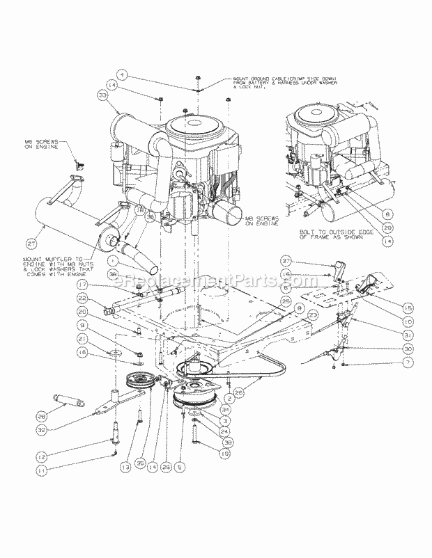 Kohler Engine Accessories Diagram and Parts List for M48-KH 53AH8CT2050 Cub Cadet Sprayer